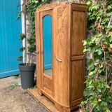 Parisian art deco wardrobe solid raw oak 1930
