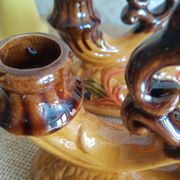 Paire de bougeoirs double barbotine - vintage
