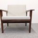 Living room, three-seater sofa and two armchairs, modernist in teak, France around 1950.