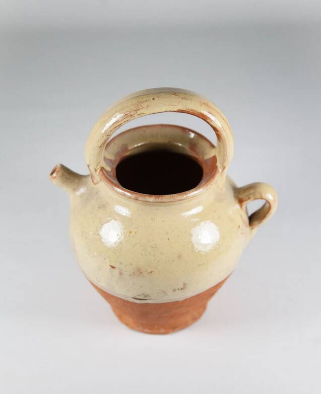 Vintage pottery, half-glazed terracotta water pot, jug, kitchen, decoration, pottery