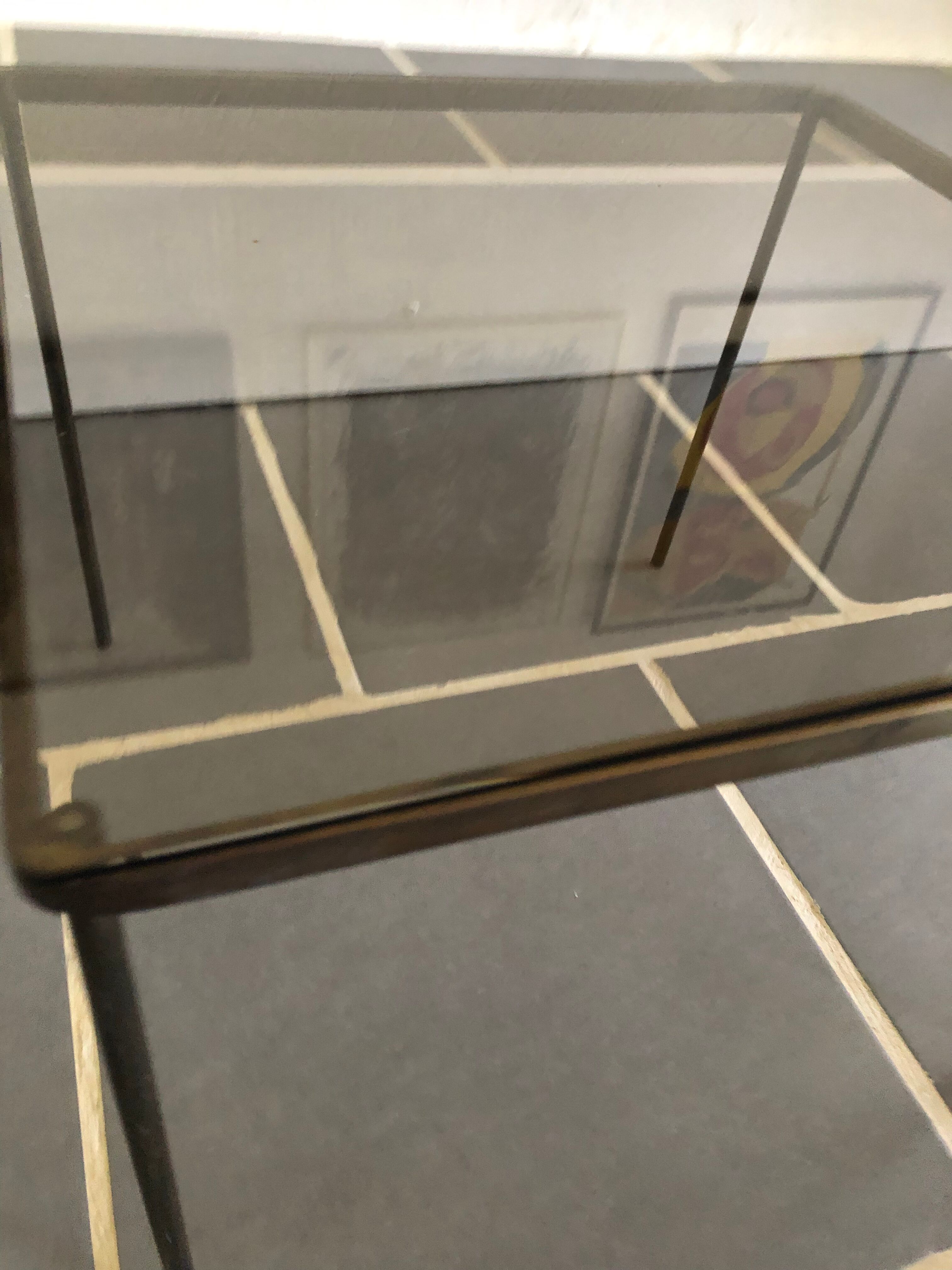 Vintage glass and brass coffee table