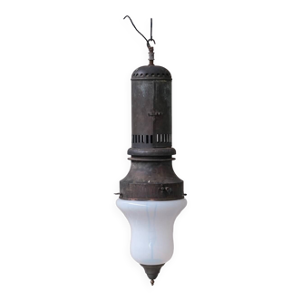 Antique xxl metal and glass pendant light