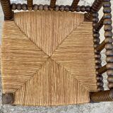 Art Deco turned wood straw corner armchair