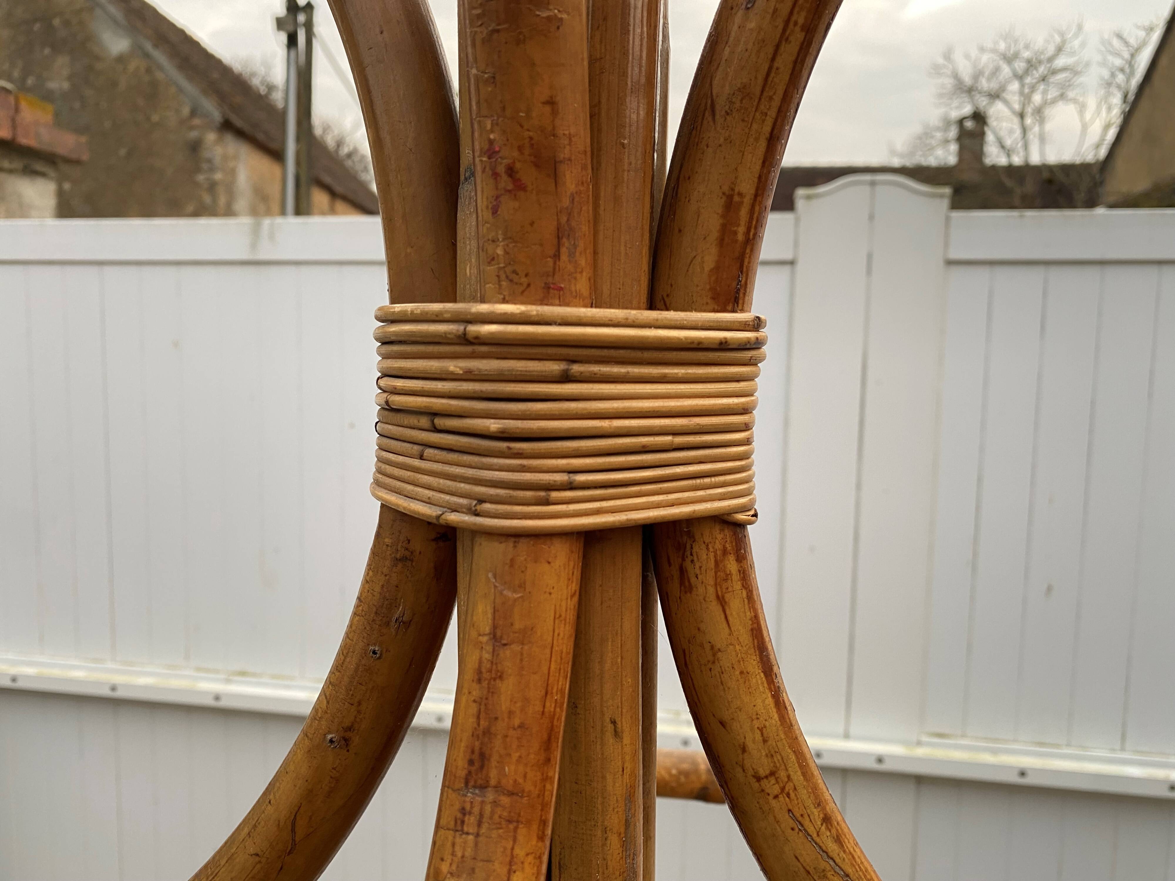Vintage 1970s rattan coat rack