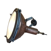 Old brass boat headlight with Holophane interior glass
