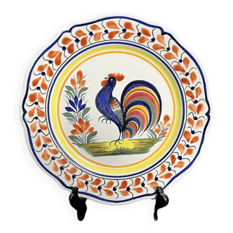 Oléron, earthenware plate with 20th century rooster decoration