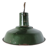 Vintage dark green enamel industrial pendant lights, 1960s