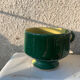 Large bowl in vintage green and yellow enamelled ceramic