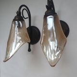 Pair of vintage flower-shaped globe wall lights