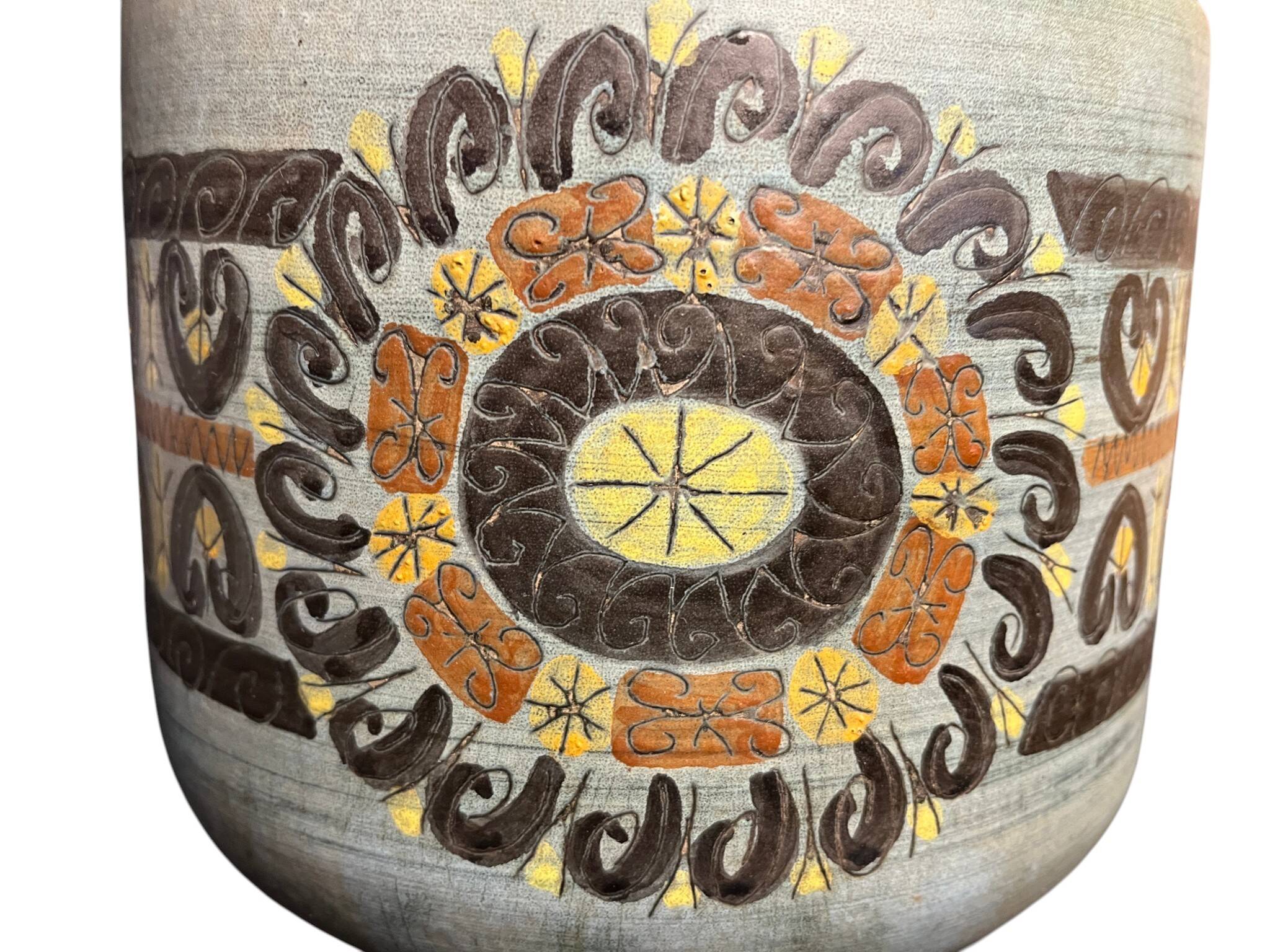 Vallauris, polychrome earthenware cache pot vase by Jean Lespinasse circa 1960