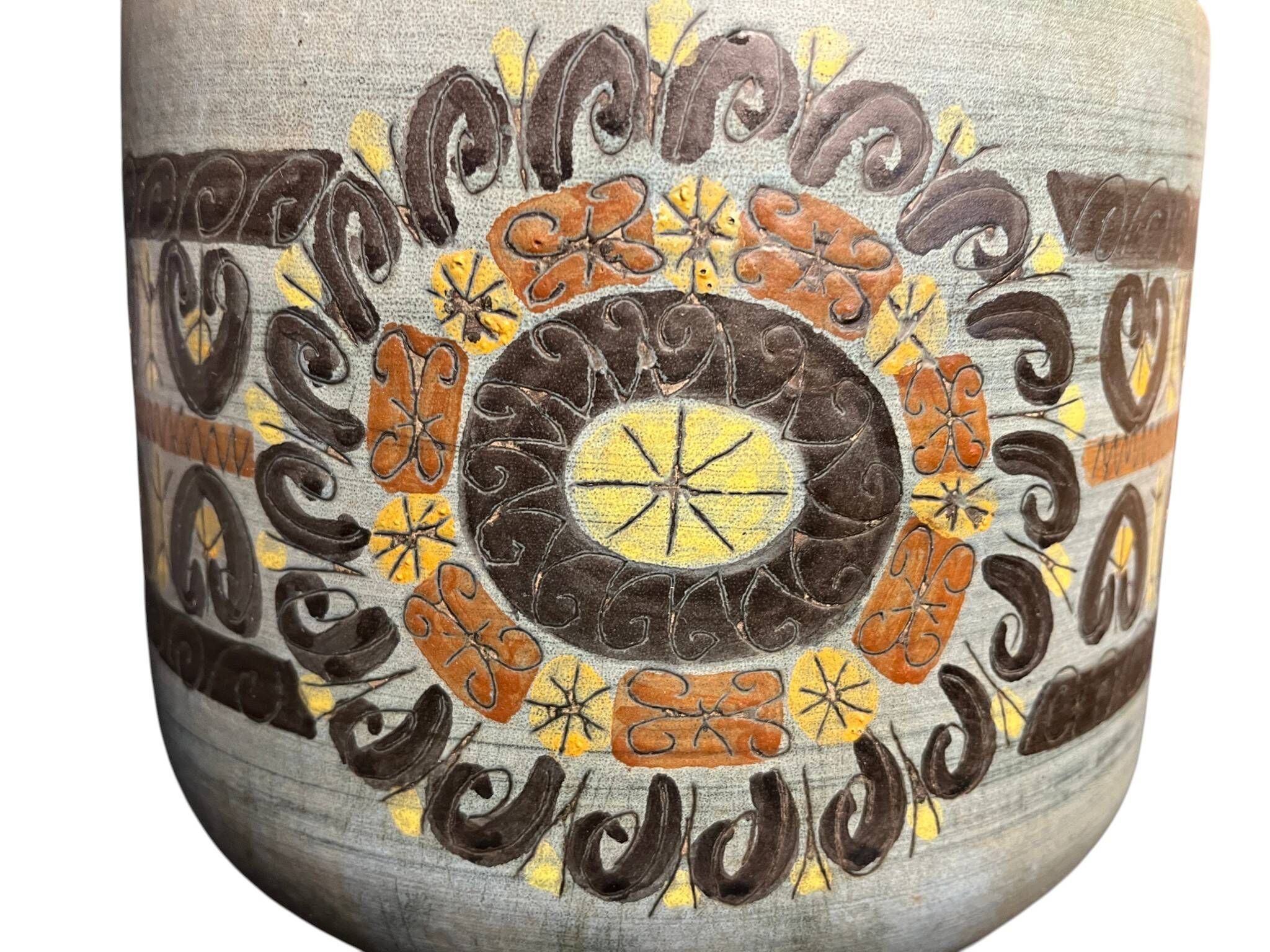 Vallauris, vase cache pot faïence polychrome Jean Lespinasse vers 1960