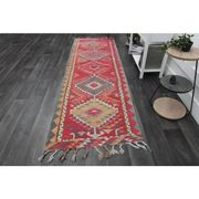 1970s Vintage Turkish Oushak Handmade Wool Cotton Pink Runner Rug 100x322