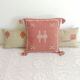 Coussin en lin marocain fait à la main, rose et crème, style mauresque, neuf