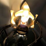Lampe dorée  forme fleur  vintage