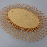 Italian rattan mirror, 1960s