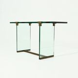 Console Peter Ghyczy modèle T30 en verre et laiton, années 1970
