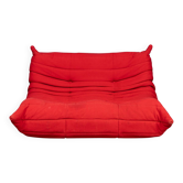 Canapé bicolore rouge "togo" deux places par michel ducaroy pour ligne roset du xxie siècle