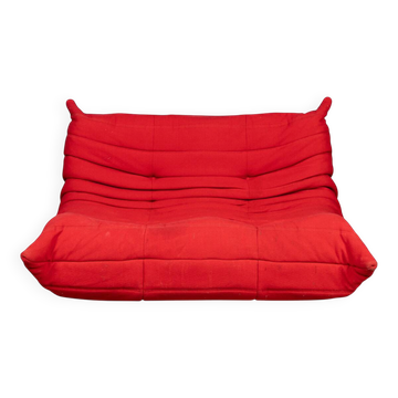 21st century red "togo" two seater sofa by michel ducaroy for ligne roset