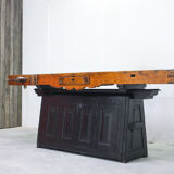 Vintage Portuguese Carpenter's Workbench in wood and black, 1950s