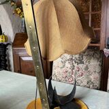 Vintage wrought iron burlap table lamp