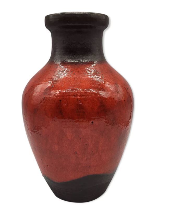 Red ceramic vase