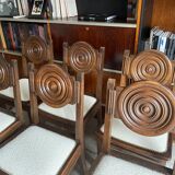 Etienne Kohlmann Art Déco chairs in oak and bouclette fabric, 1930, set of 6