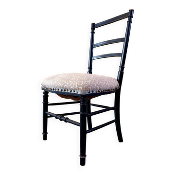 Napoleon III chair in blackened wood and gray cotton