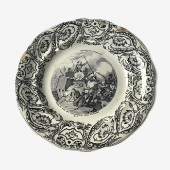 Talking plate "the story of Joan of Arc" opaque porcelain of Gien