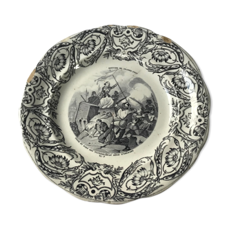 Talking plate "the story of Joan of Arc" opaque porcelain of Gien