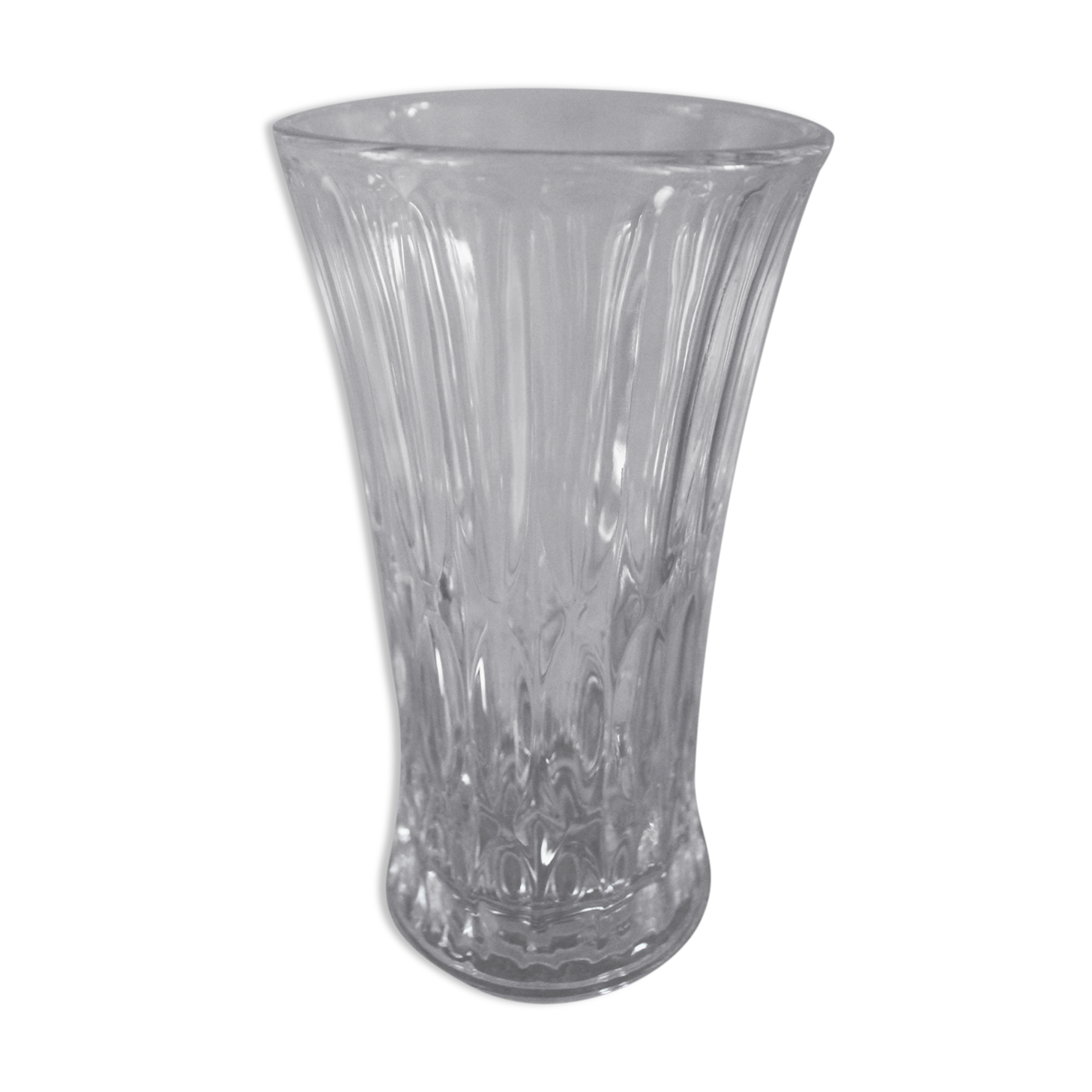 Medium vase structured chiseled transparent glass