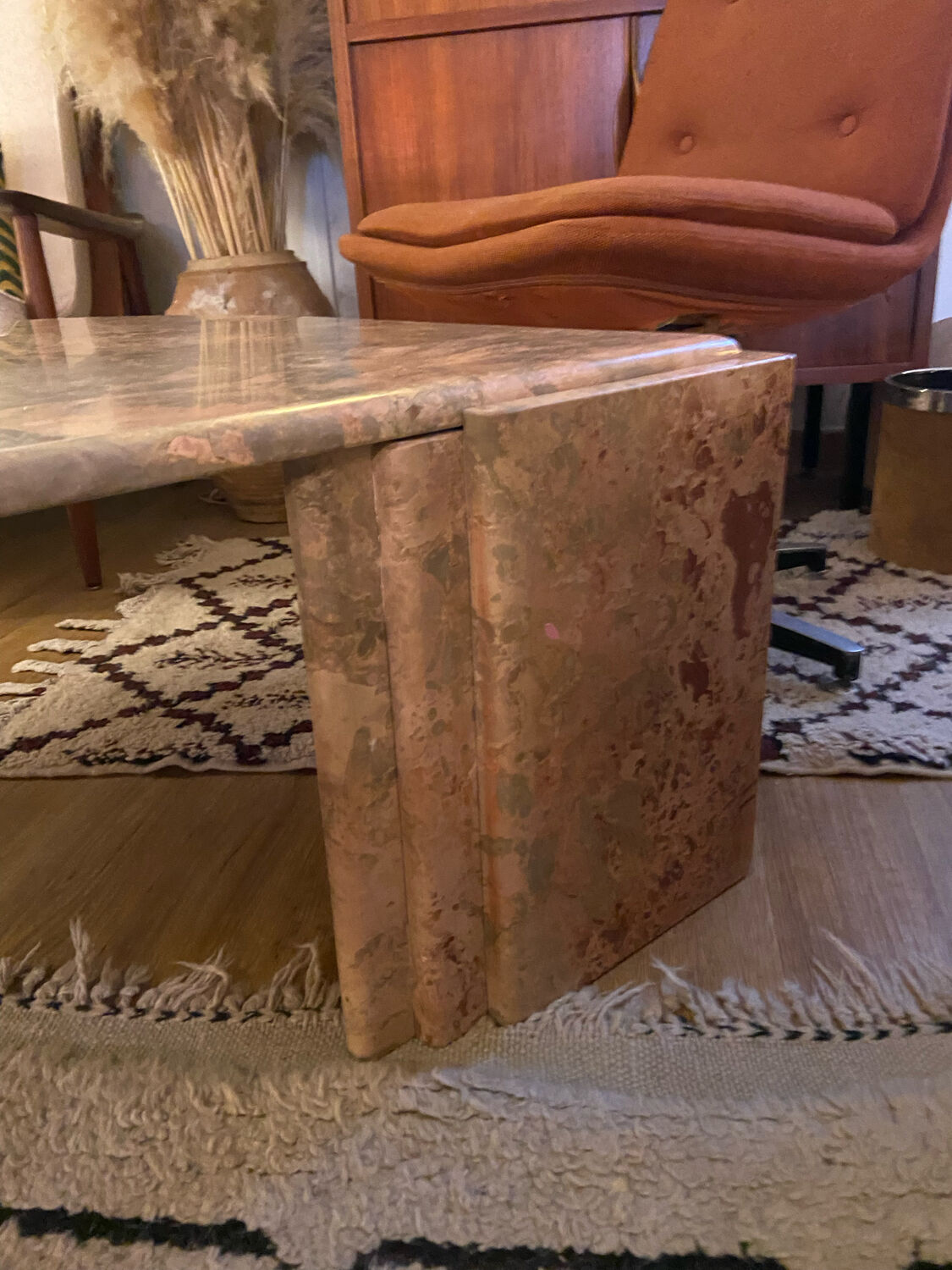 Vintage pink marble eye coffee table