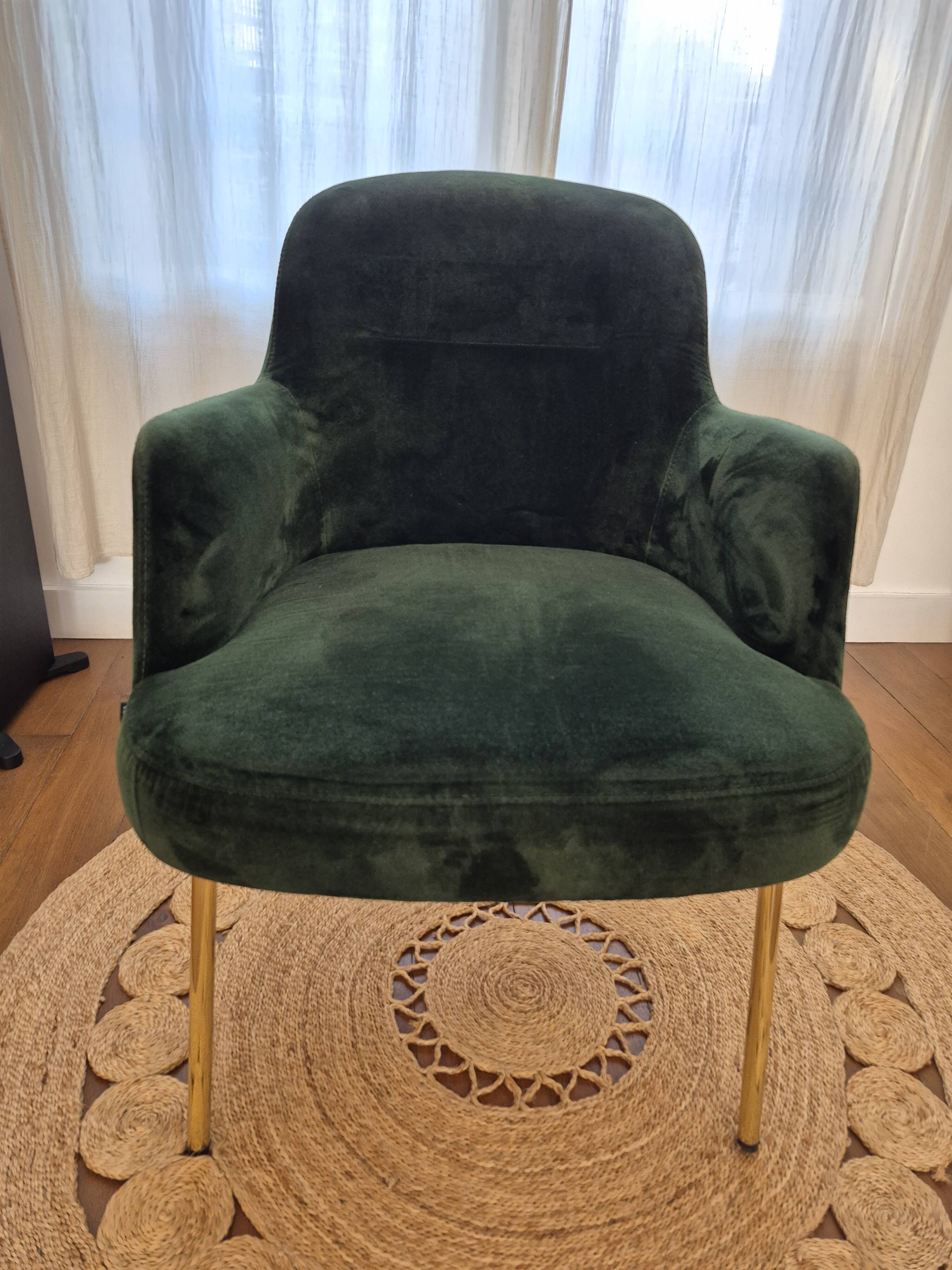 Fauteuil design italien torre 1961 – modèle da vinci 02 – velours vert