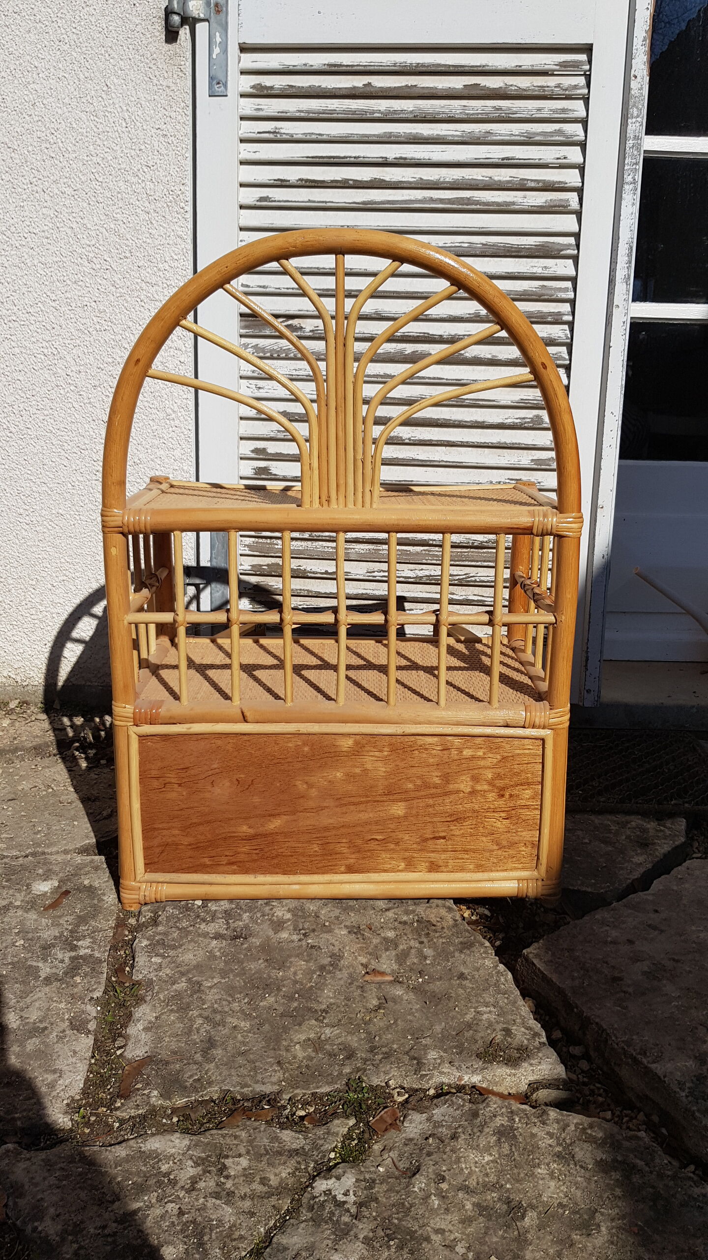 Vintage rattan bedside tables.