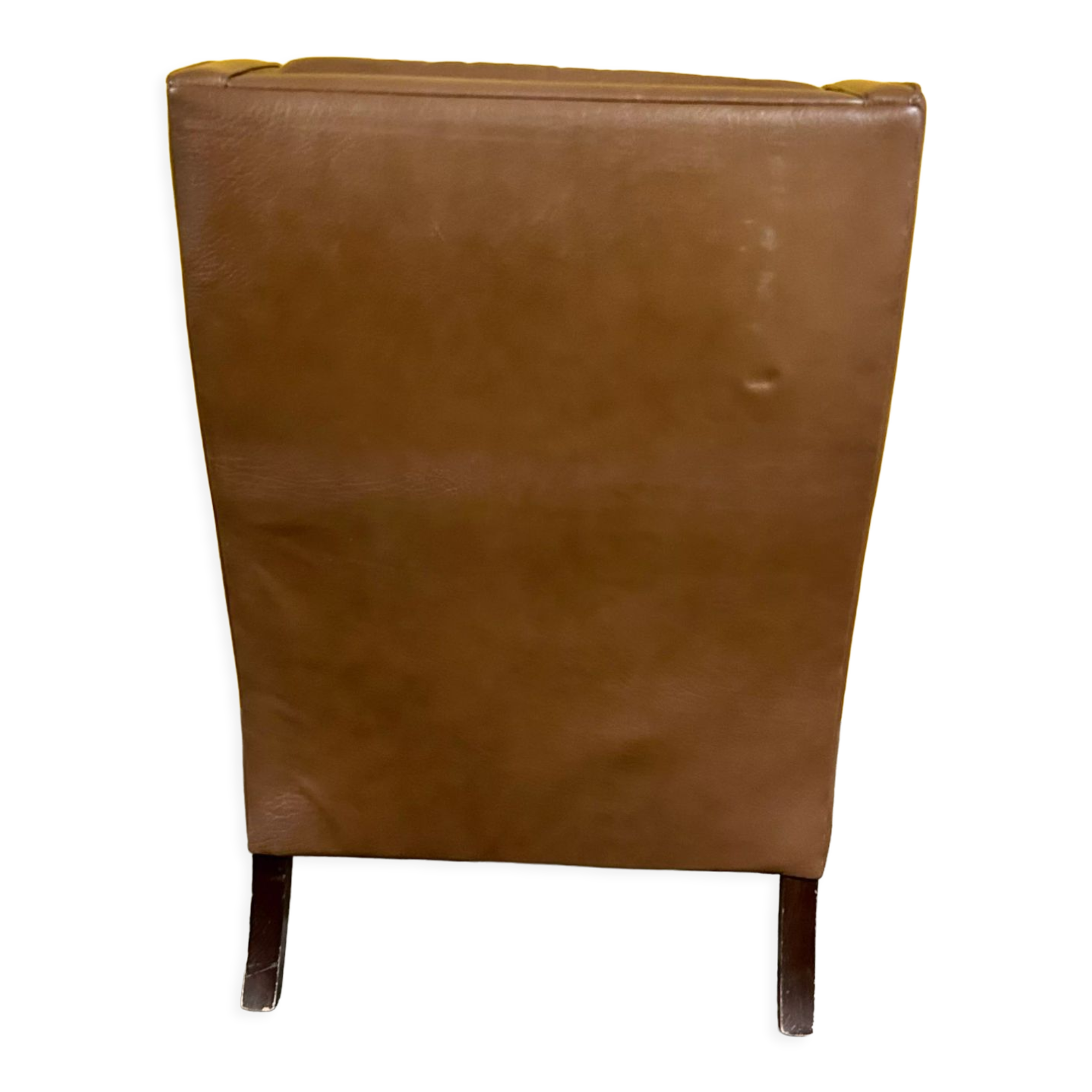 Danish vintage brown leather  high back armchair 1960s