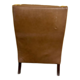 Danish vintage brown leather  high back armchair 1960s