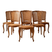 Set of 6 Louis XV chairs in wood and caning.