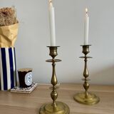 Paire de lustres vintage en laiton massif