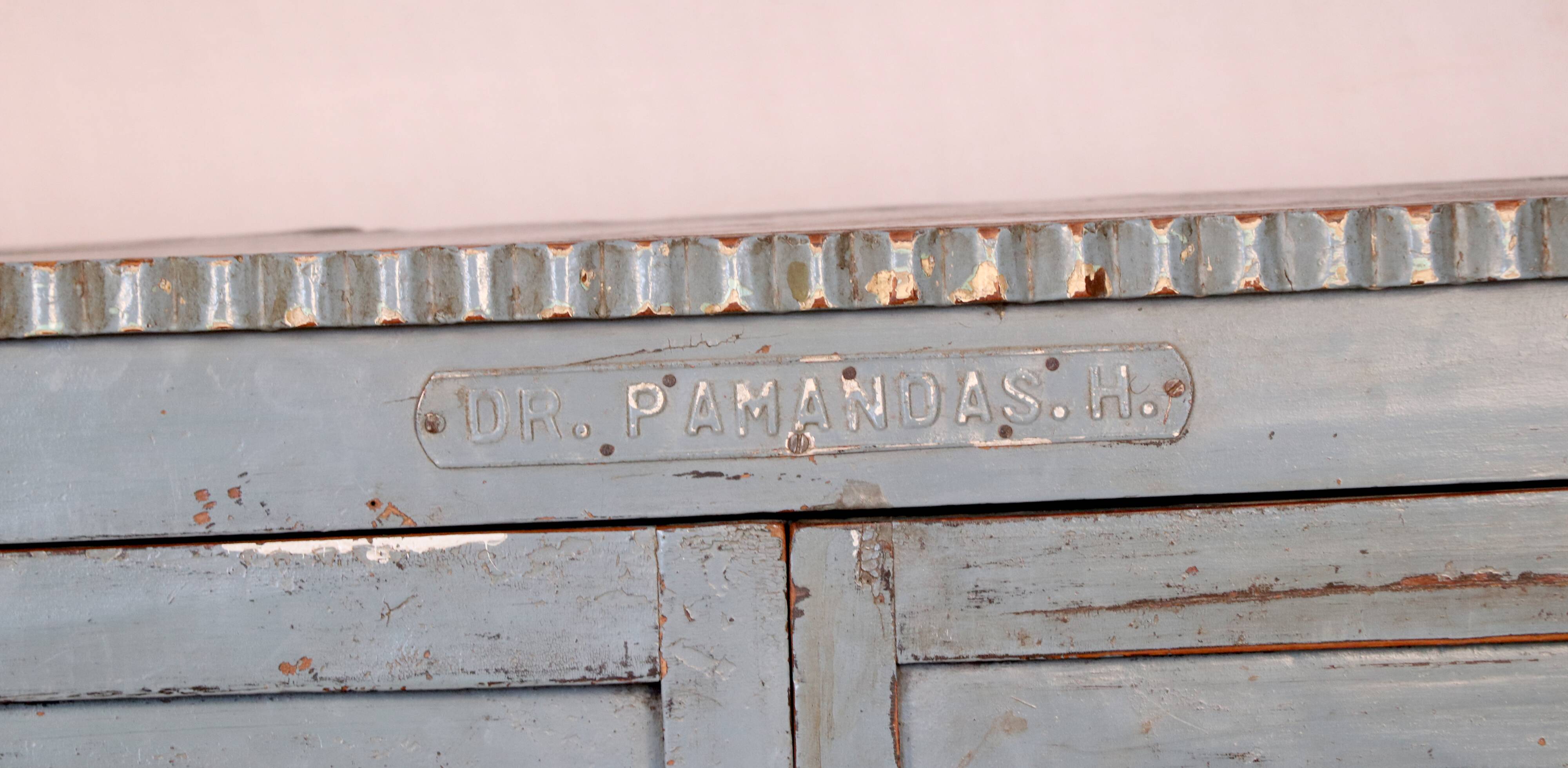 Old original grey-blue patina burmese teak sideboard
