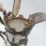 Tray with carafe and 6 glasses, glass and silver-plated metal, Art Nouveau period