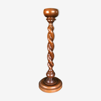Ancienne colonne support de cendrier vintage en bois tourné 64,5 cm