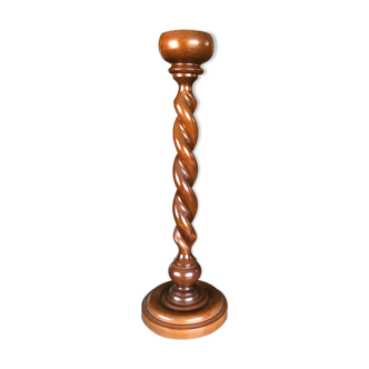 Ancienne colonne support de cendrier vintage en bois tourné 64,5 cm