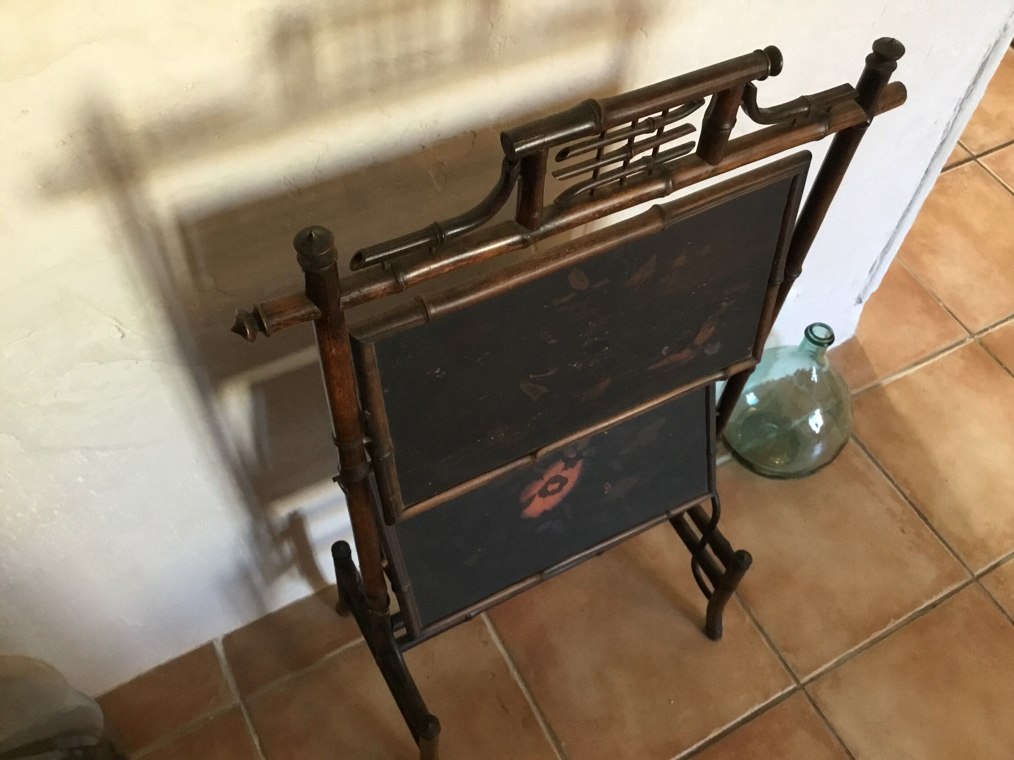 Orientable bamboo fireplace screen orientable Asian décor