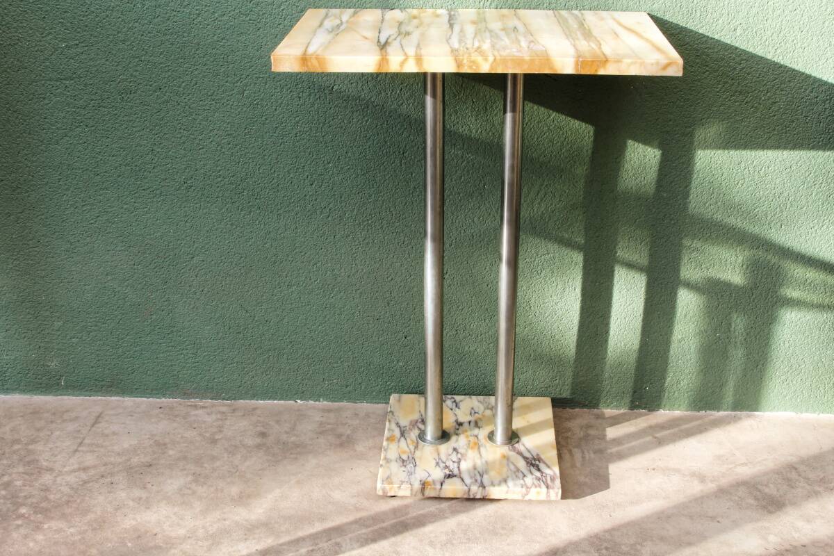 Art Deco console in onyx and steel