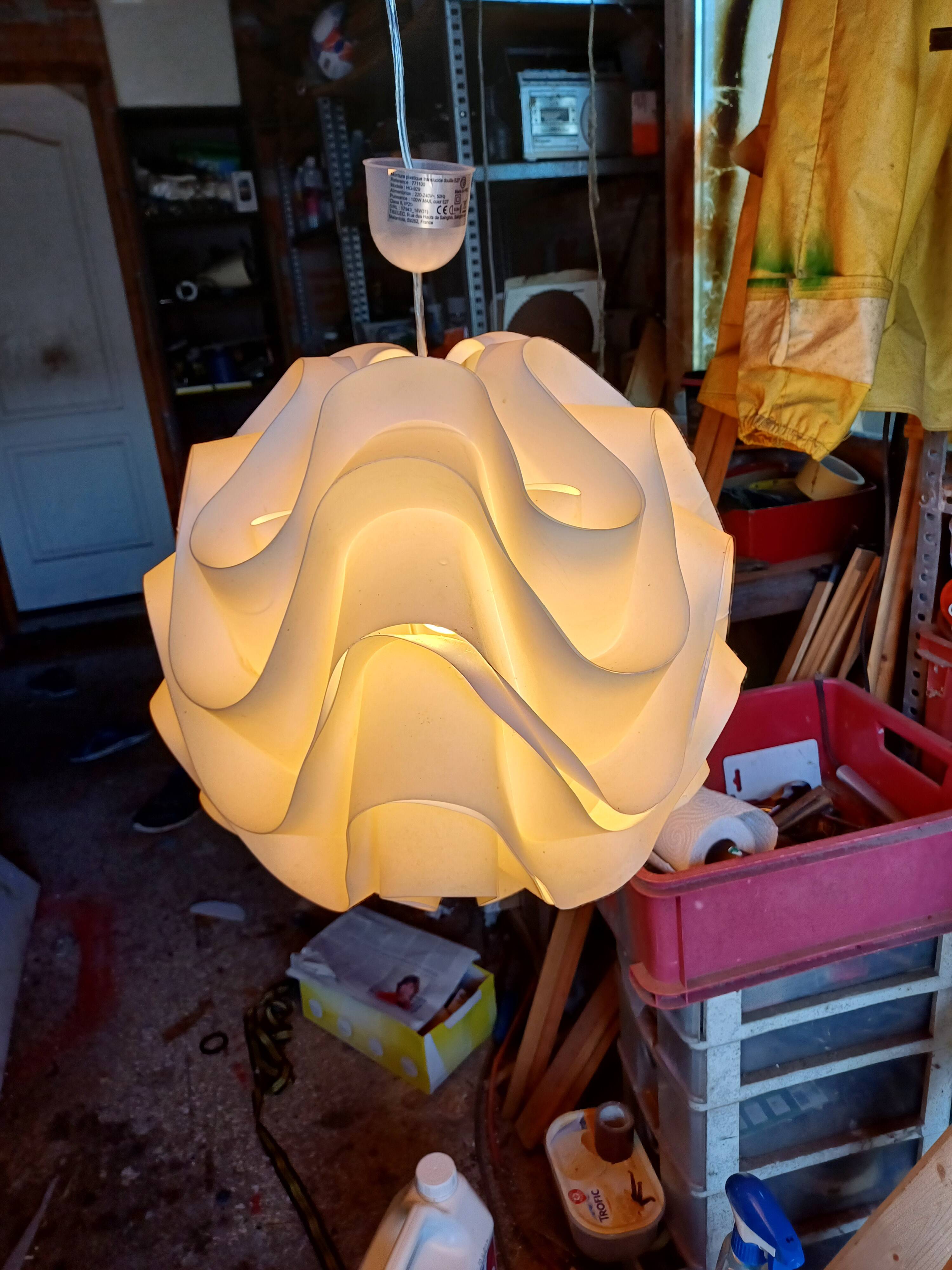 Vintage white plastic pendant lamp