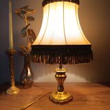 Chic retro lamp with a bronze pagoda fringe shade, 1950.