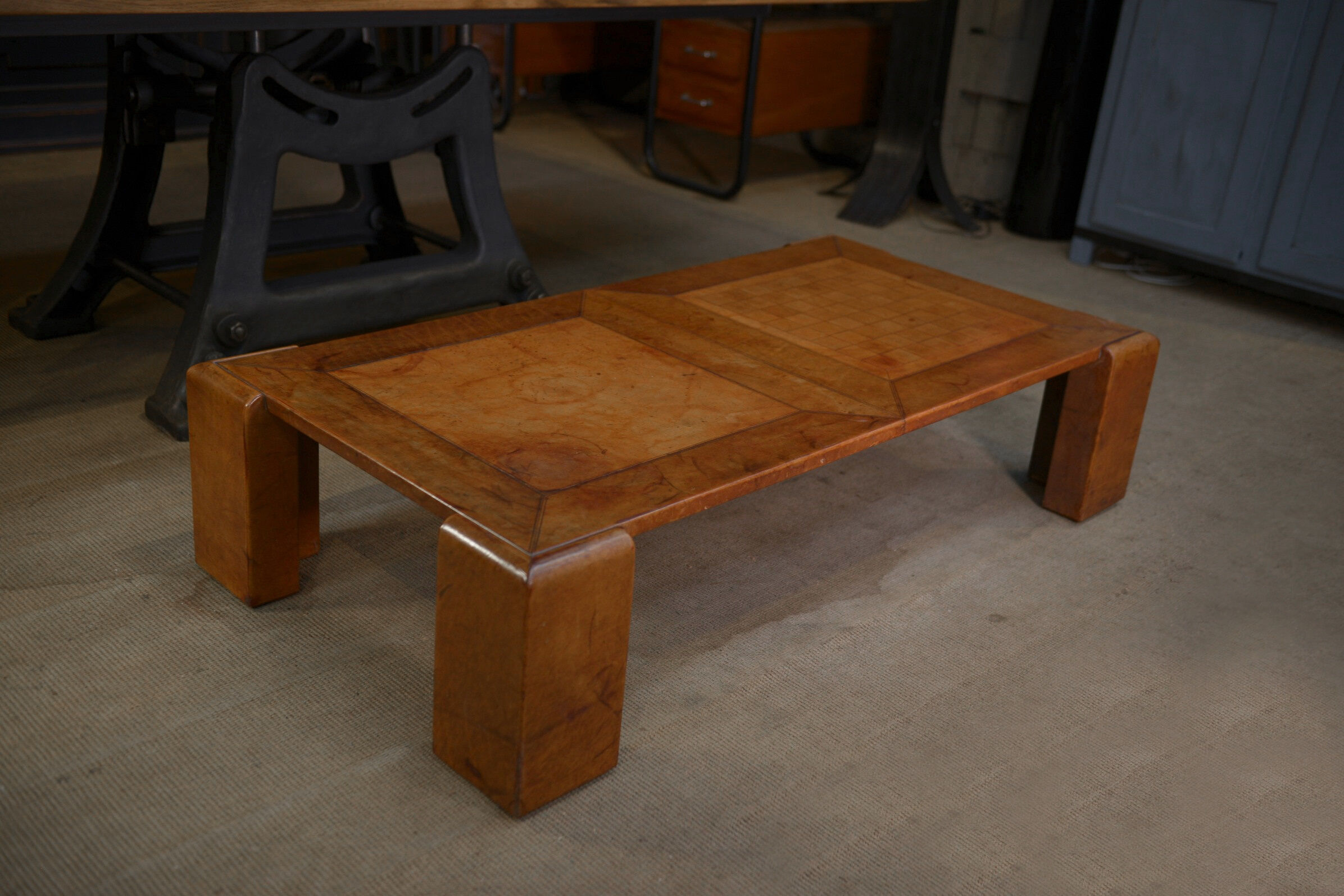 Leather coffee table 1970 " checkers "