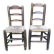 Pair of oak and straw chairs, 19th century period.