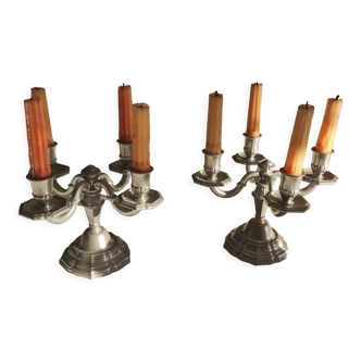 4-spoke pewter candlestick