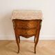 Louis XV style bedside table in marquetry wood and marble