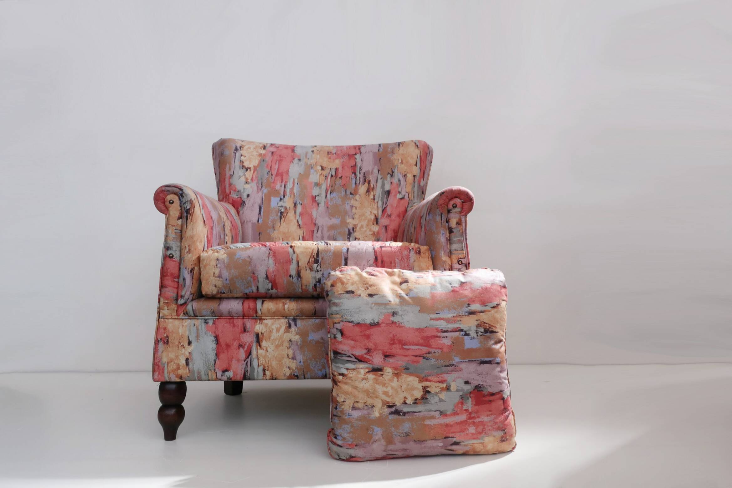 80's fauteuil made with chintz fabric